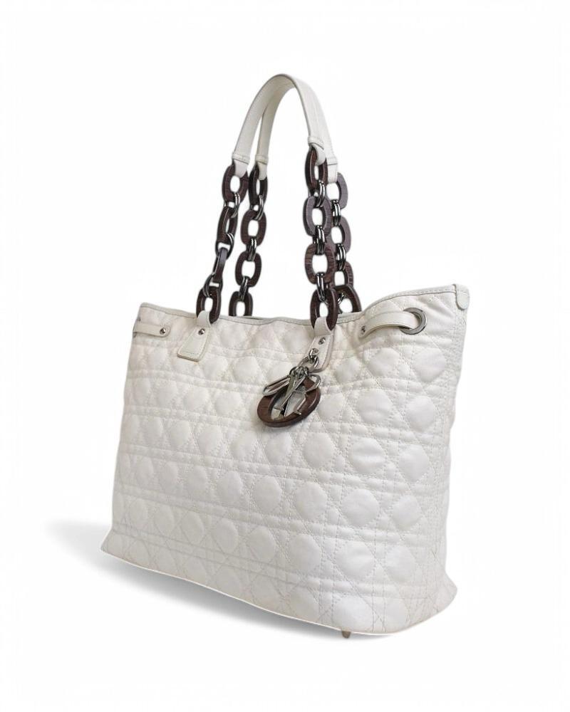 Gray Dior Shopper Lady Cannage White