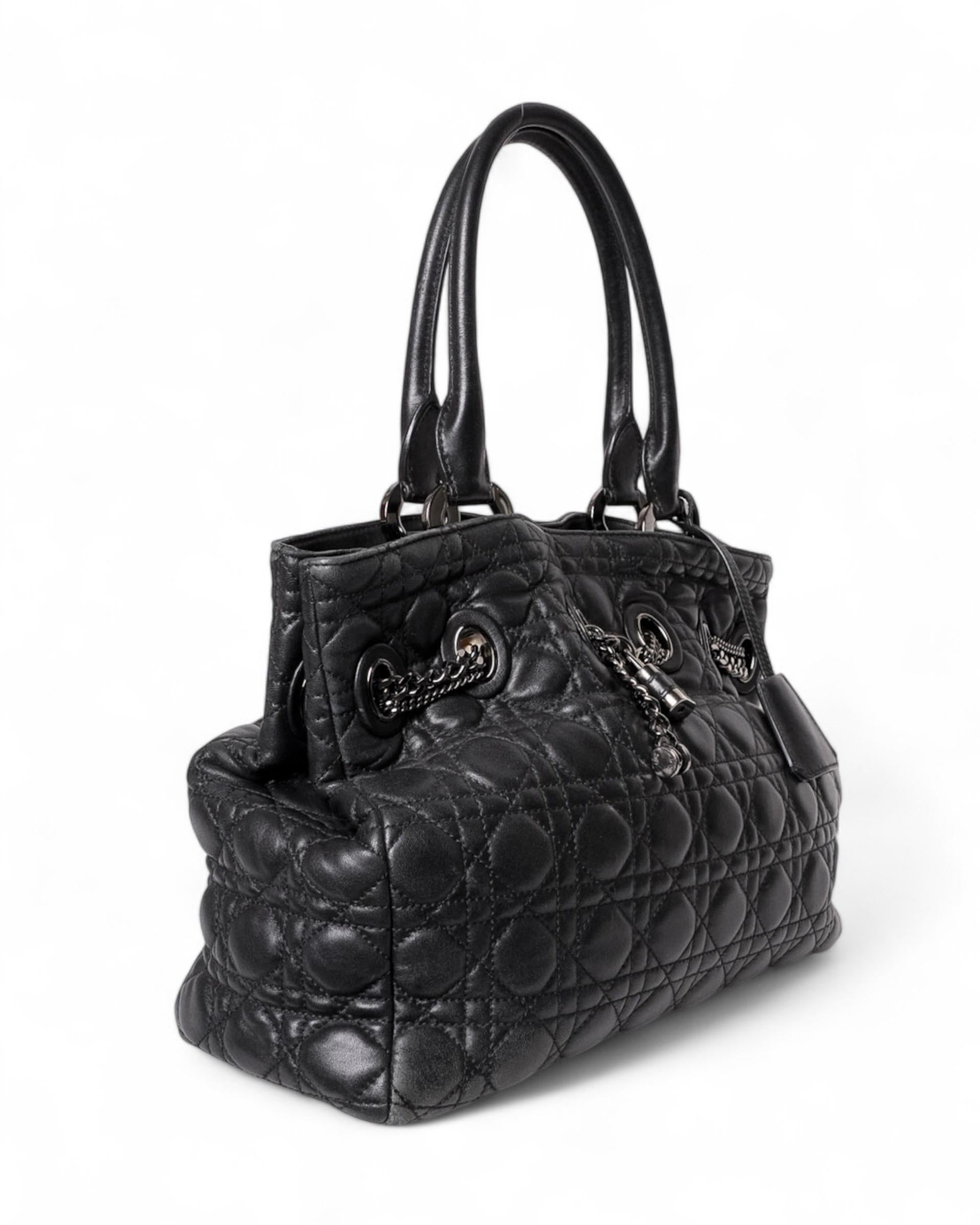 Dior Shopper Vorhängeschloss Cannage Soft Nera Borsa A Spalla (Schwarz)