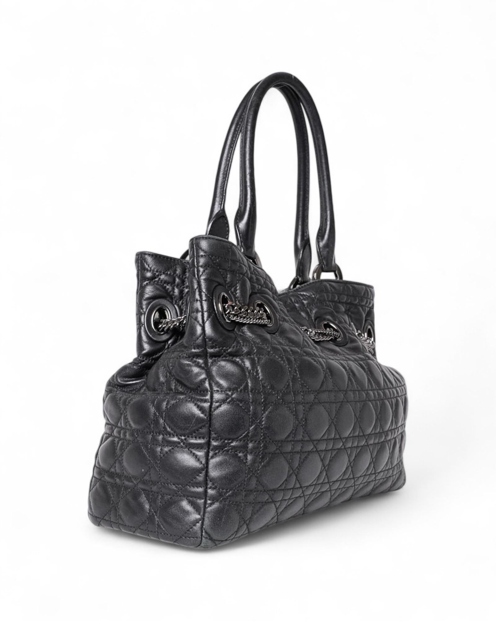 Dior Shopper Vorhängeschloss Cannage Soft Nera Borsa A Spalla Damen