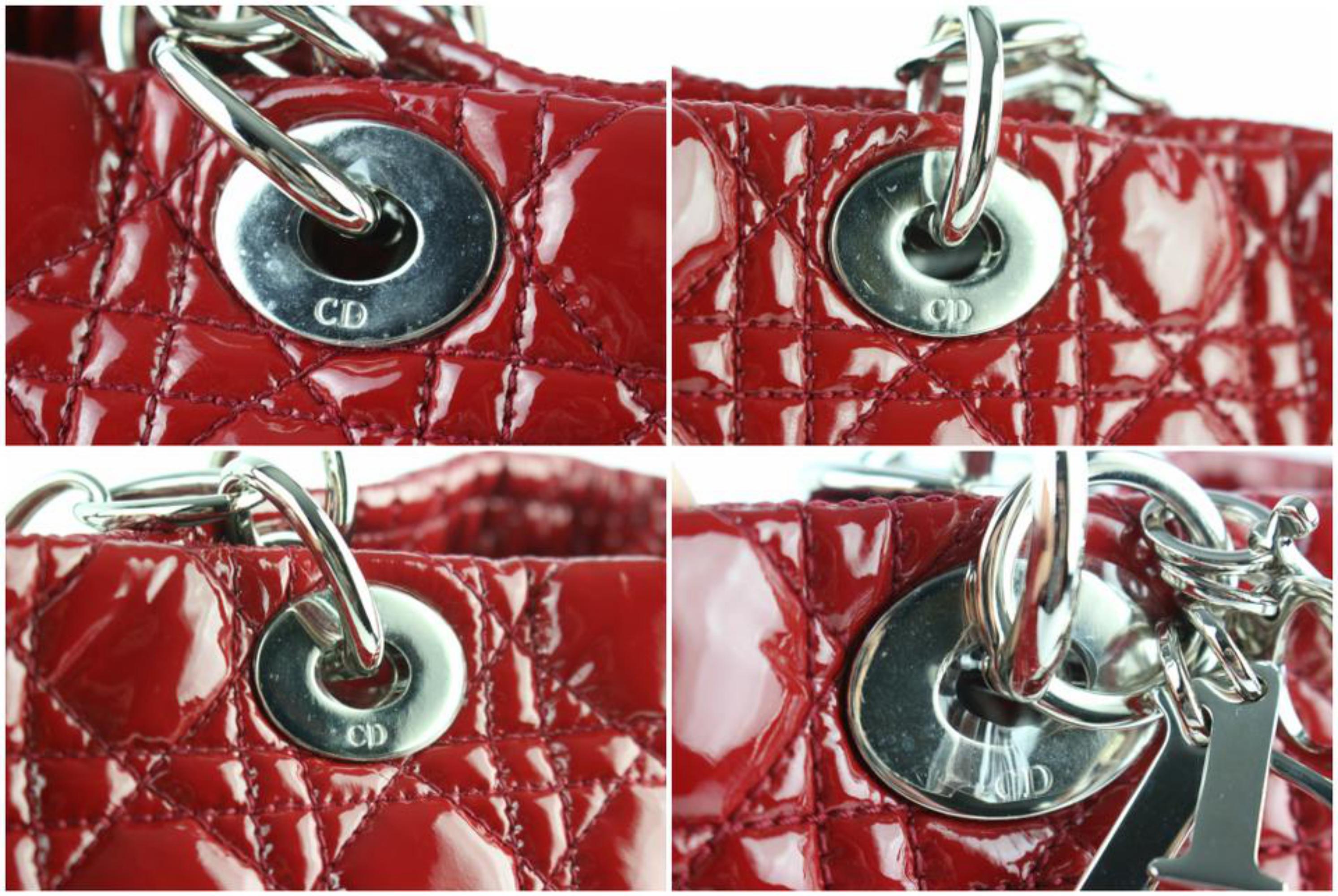 Dior Shopping Tote Quilted Cannage Soft 3de0102 Red Patent Leather Shoulder Bag For Sale 4
