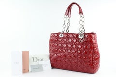 Dior Shopping Tote Quilted Cannage Soft 3de0102 Red Patent Leather Shoulder Bag