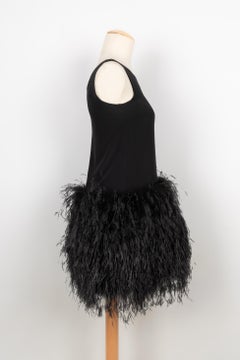 Dior Short Black Silk Dress with Ostrich Feathers, 2003