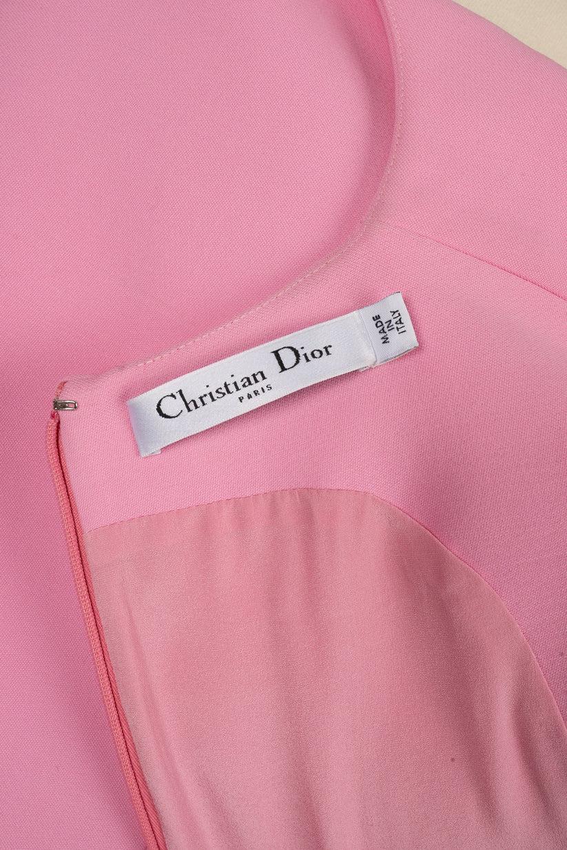 Dior Short Pink Wool Dress For Sale 3