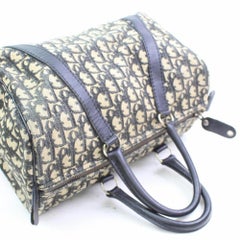 Dior Signatue Obliqe Monogram Trotter Boston 866562 Blue Canvas Satchel