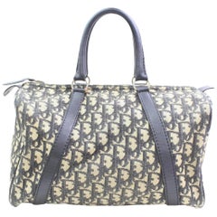 Dior Signatue Obliqe Monogram Trotter Boston 866562 Blue Canvas Satchel