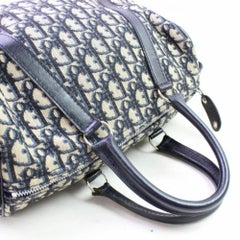 Dior Signature Oblique Monogram Trotter Boston 866457 Navy Canvas Satchel