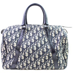 Dior Signature Oblique Monogram Trotter Boston 866457 Navy Canvas Satchel