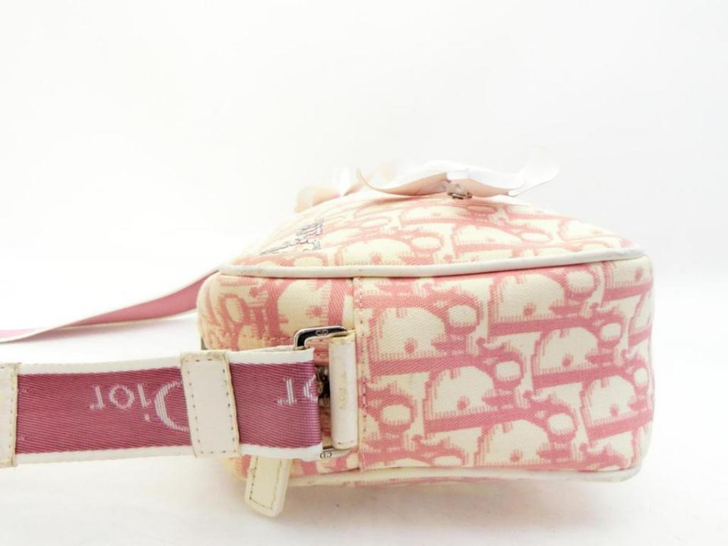 Dior Signature Oblique Monogram Trotter No. 1 Camera 232441 Pink Coated Canvas S For Sale 4
