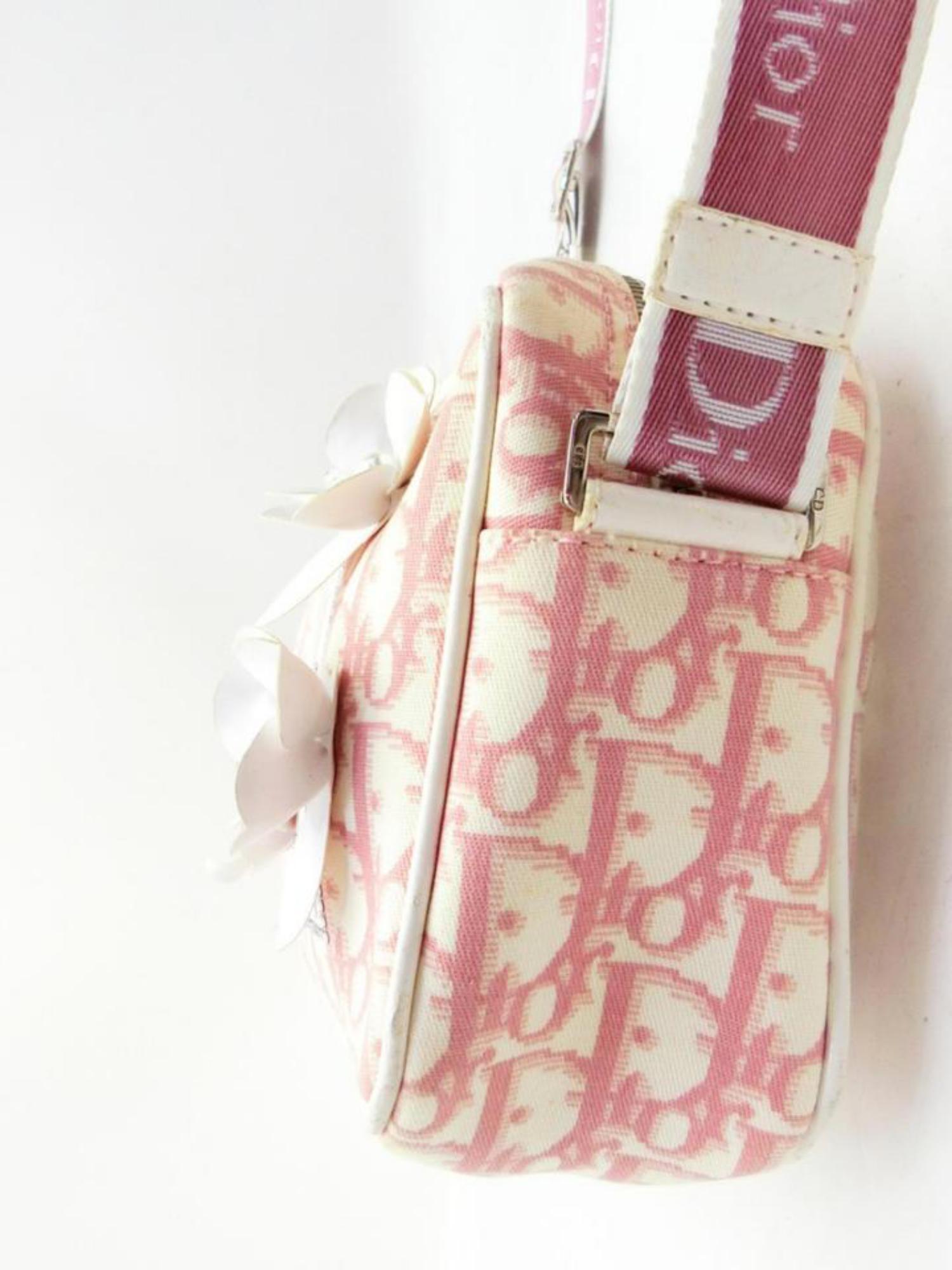Dior Signature Oblique Monogram Trotter No. 1 Camera 232441 Pink Coated Canvas S In Good Condition For Sale In Forest Hills, NY