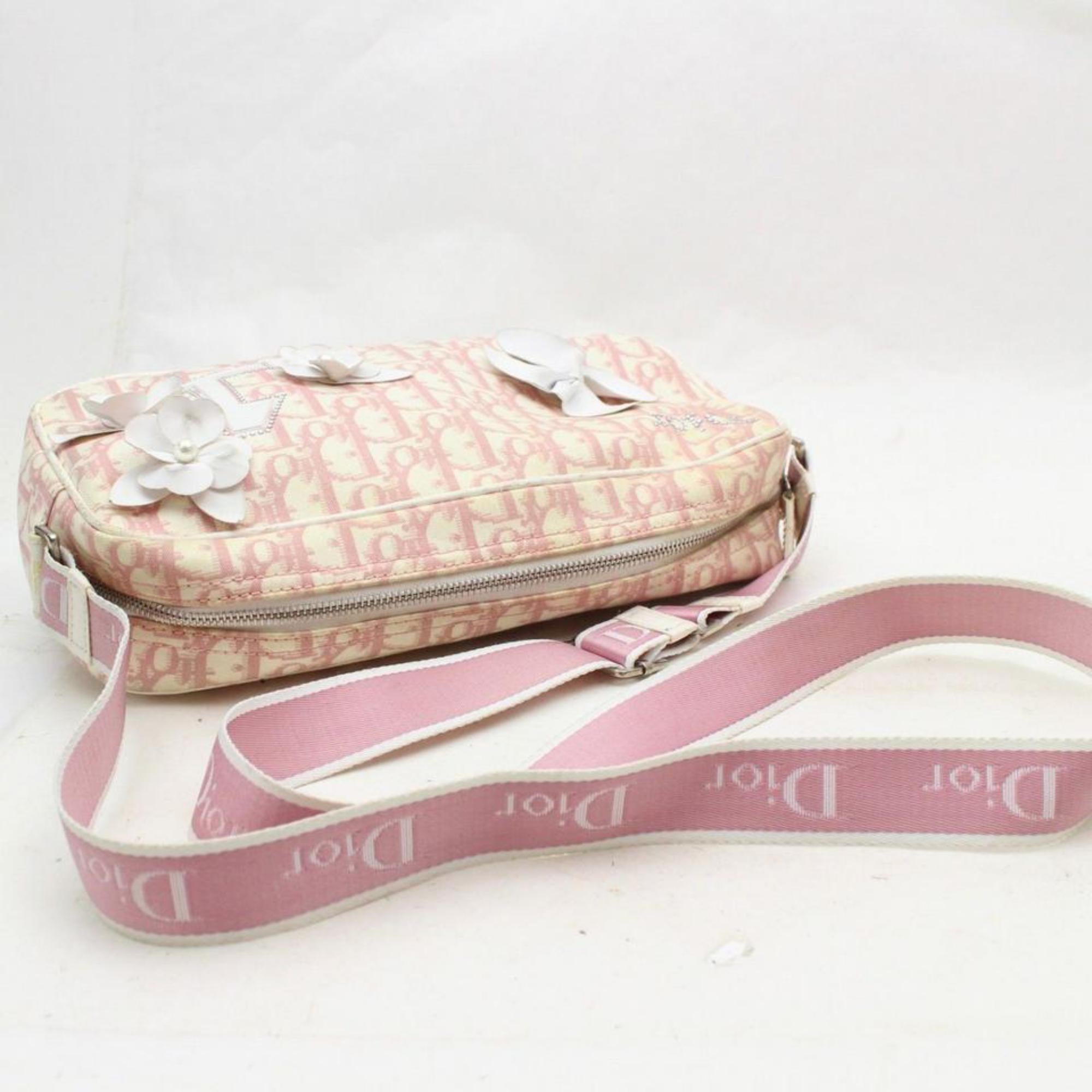 Beige Dior Signature Oblique Monogram Trotter No 1 Camera 869222 Pink Shoulder Bag For Sale