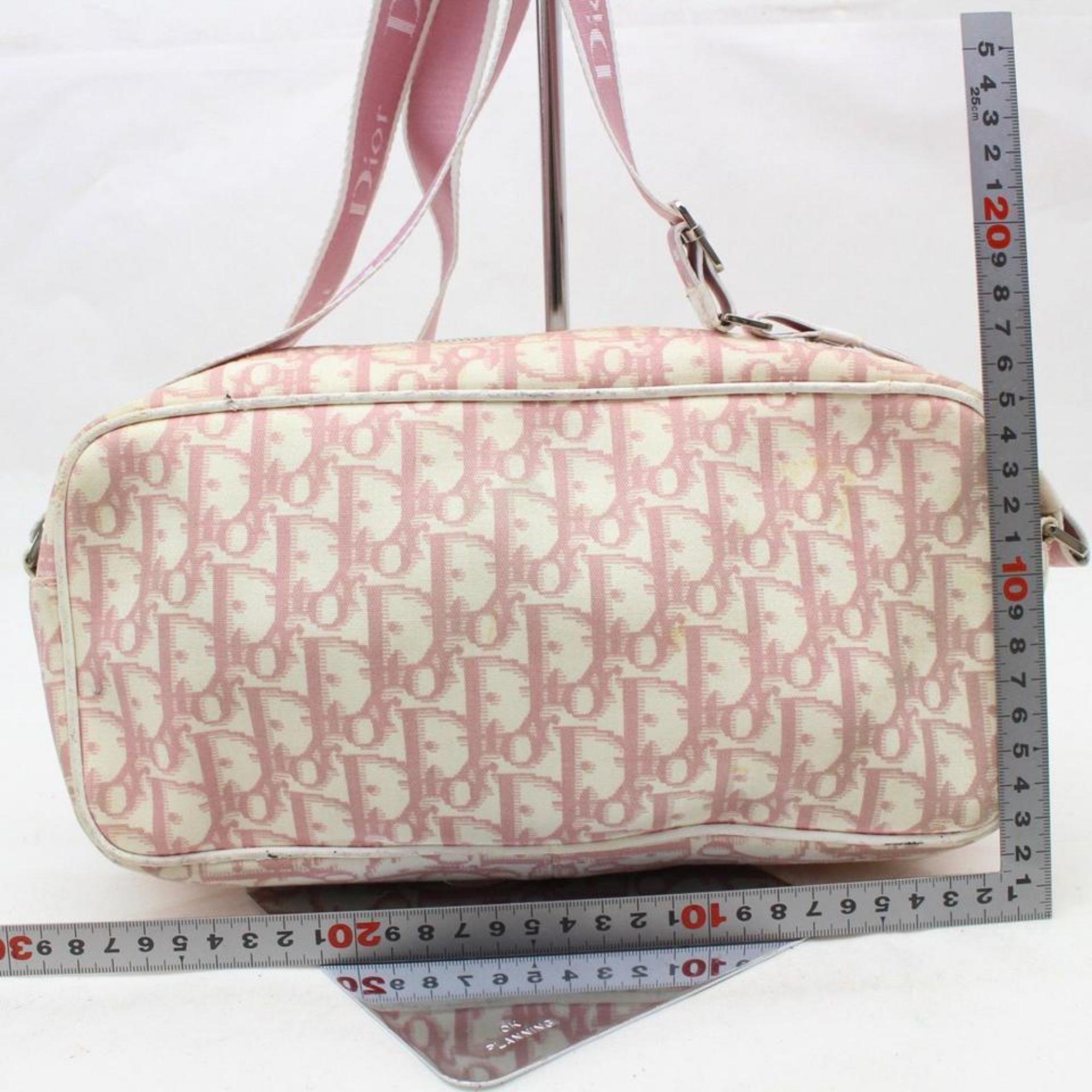 Dior Signature Oblique Monogram Trotter No 1 Camera 869222 Pink Shoulder Bag In Good Condition For Sale In Forest Hills, NY