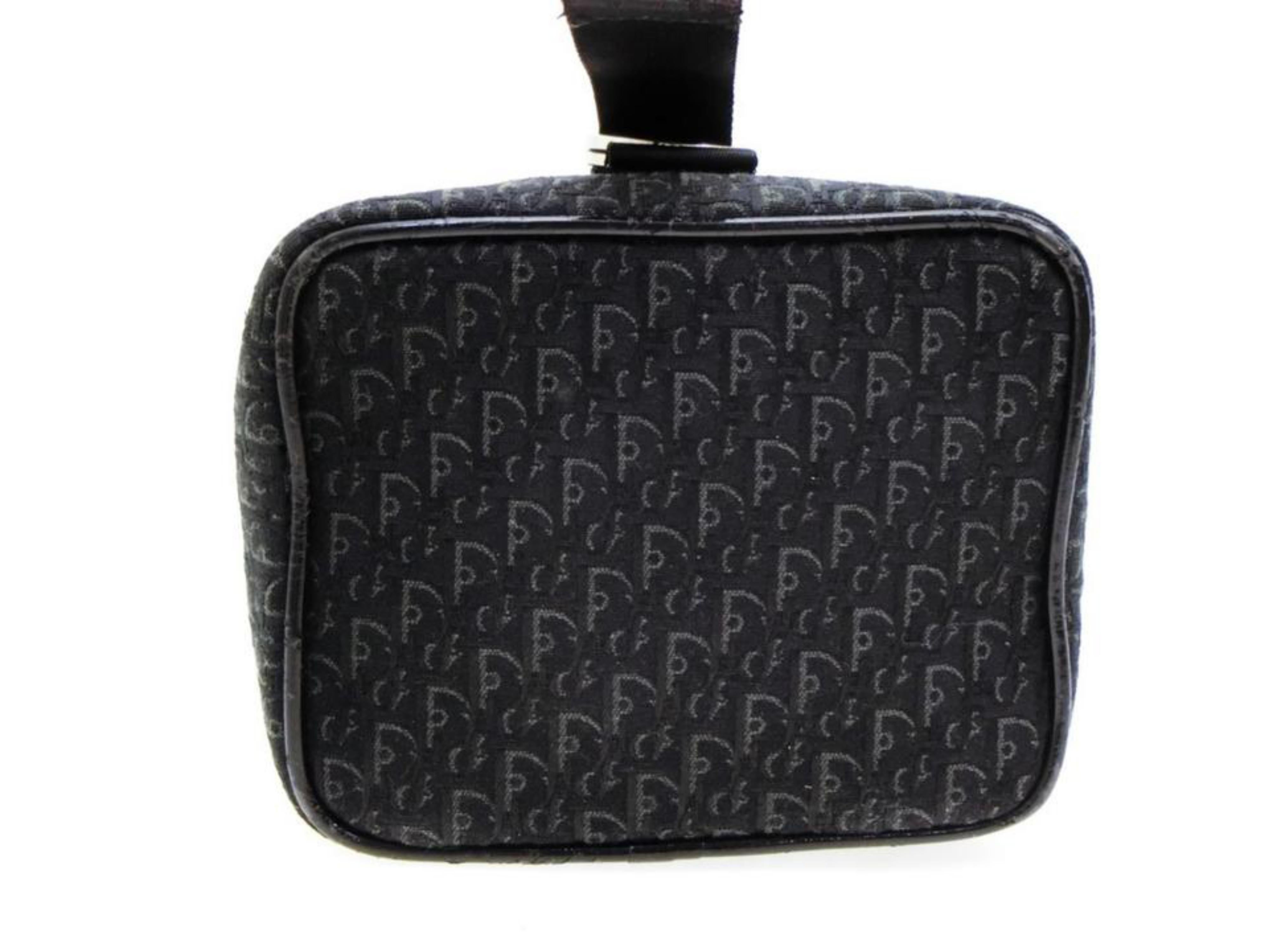 Black Dior Signature Oblique Monogram Trotter Vanity Chain Case 232569 Cosmetic Bag For Sale