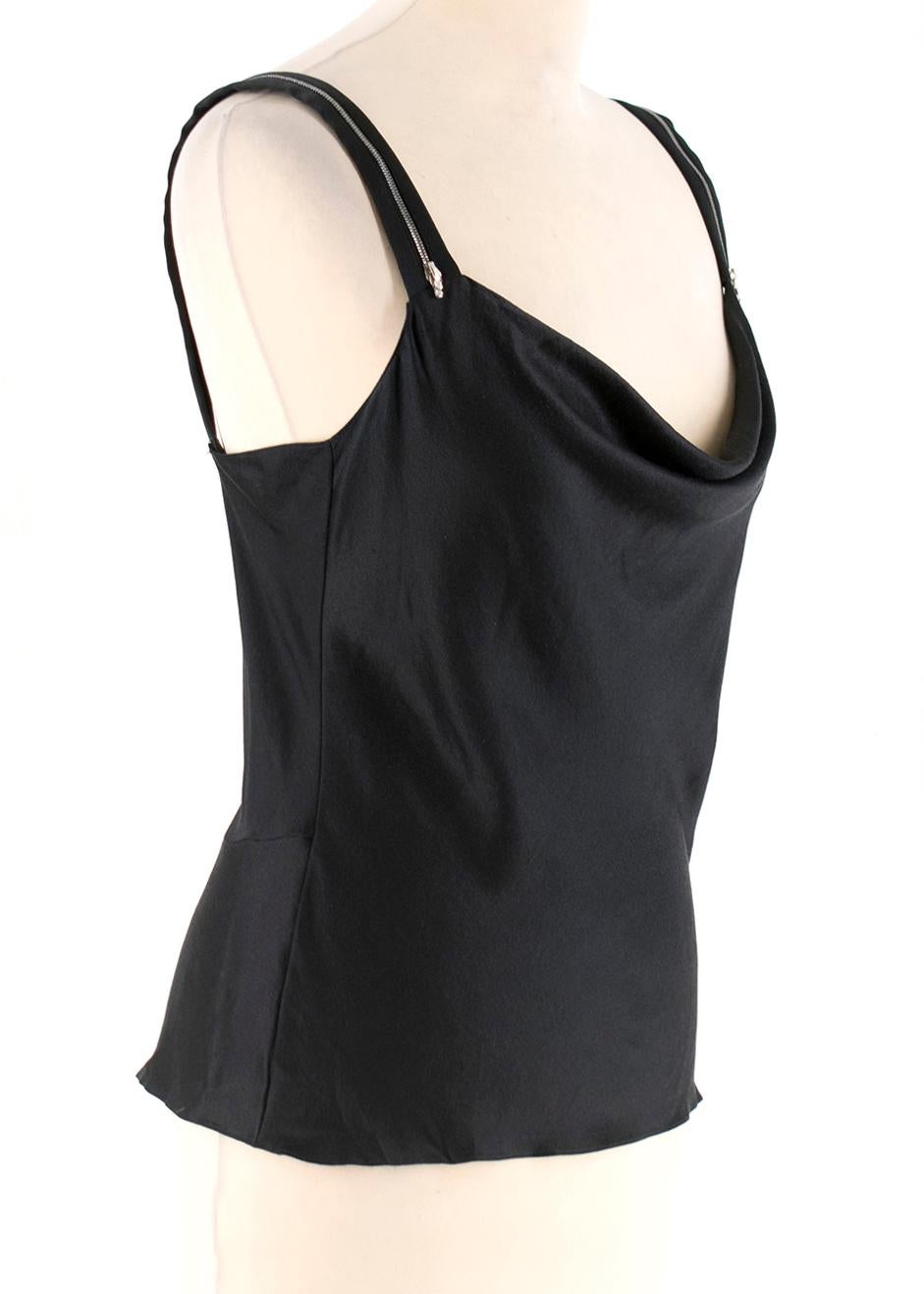 Dior Silk Black Camisole with Shoulder Zip Detail

- Draped Front 
- Embossed Zip and Lock 
- Silk and Zip Straps 
- Silver tone Hardware

Made in France 

Please note, these items are pre-owned and may show signs of being stored even when unworn