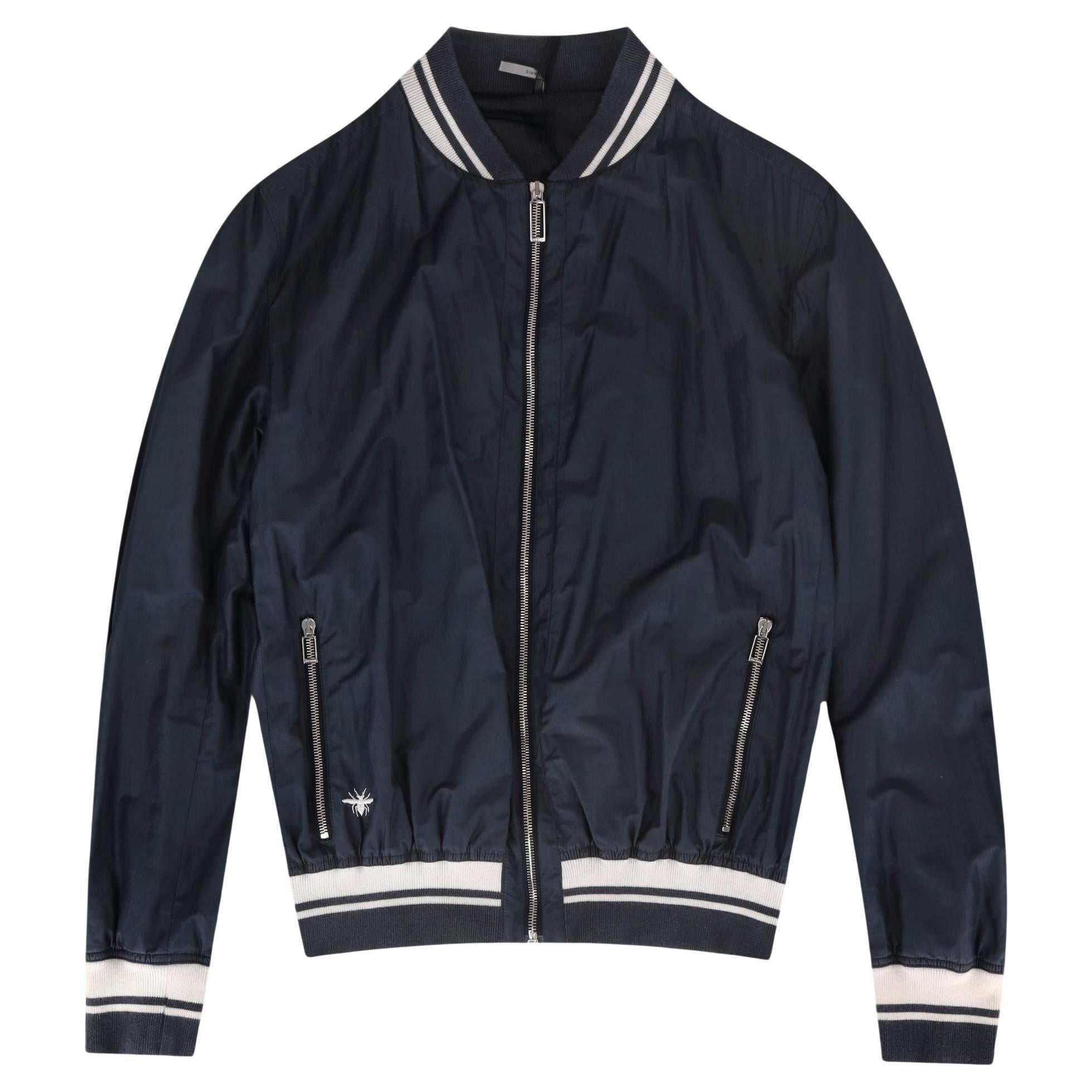 Dior Silk & Cotton Blend Bee-Embroidered Bomber Jacket