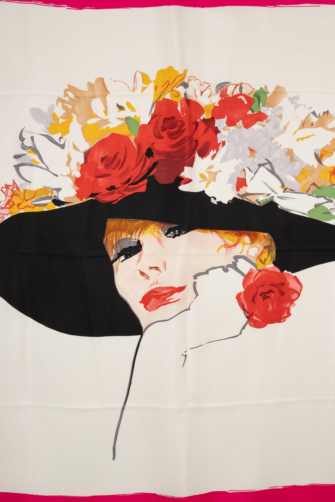 Women's Dior Silk Foulard in Beige and Pink For Sale