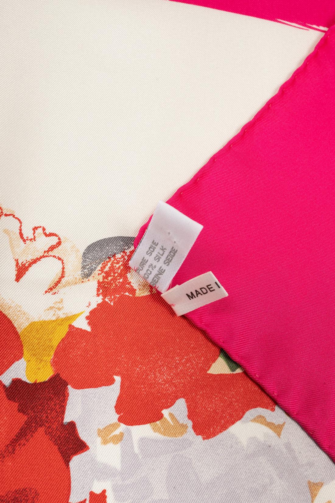 Dior Silk Foulard in Beige and Pink For Sale 2
