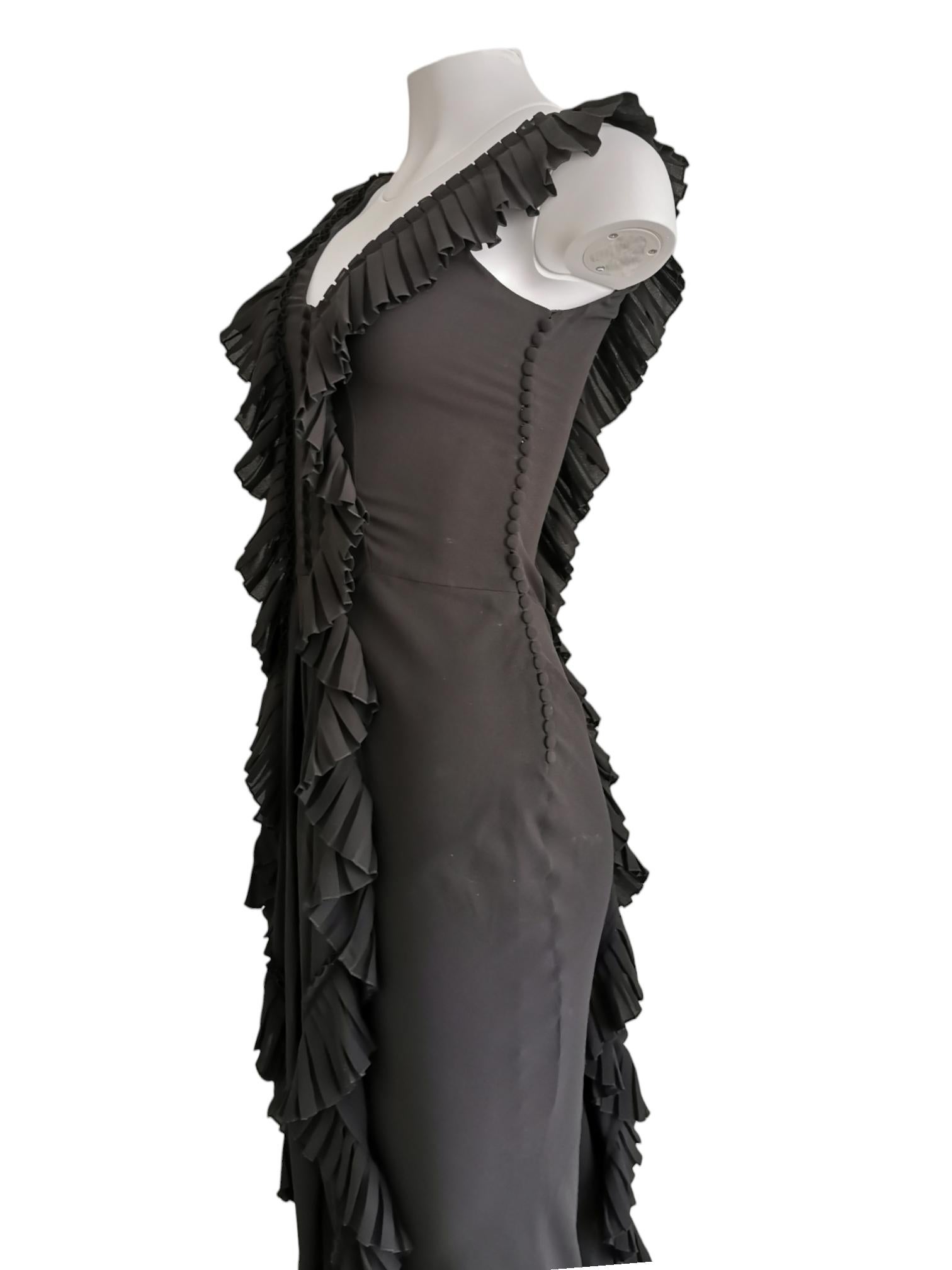 Black Dior silk ruffle gown, FW 2005 For Sale