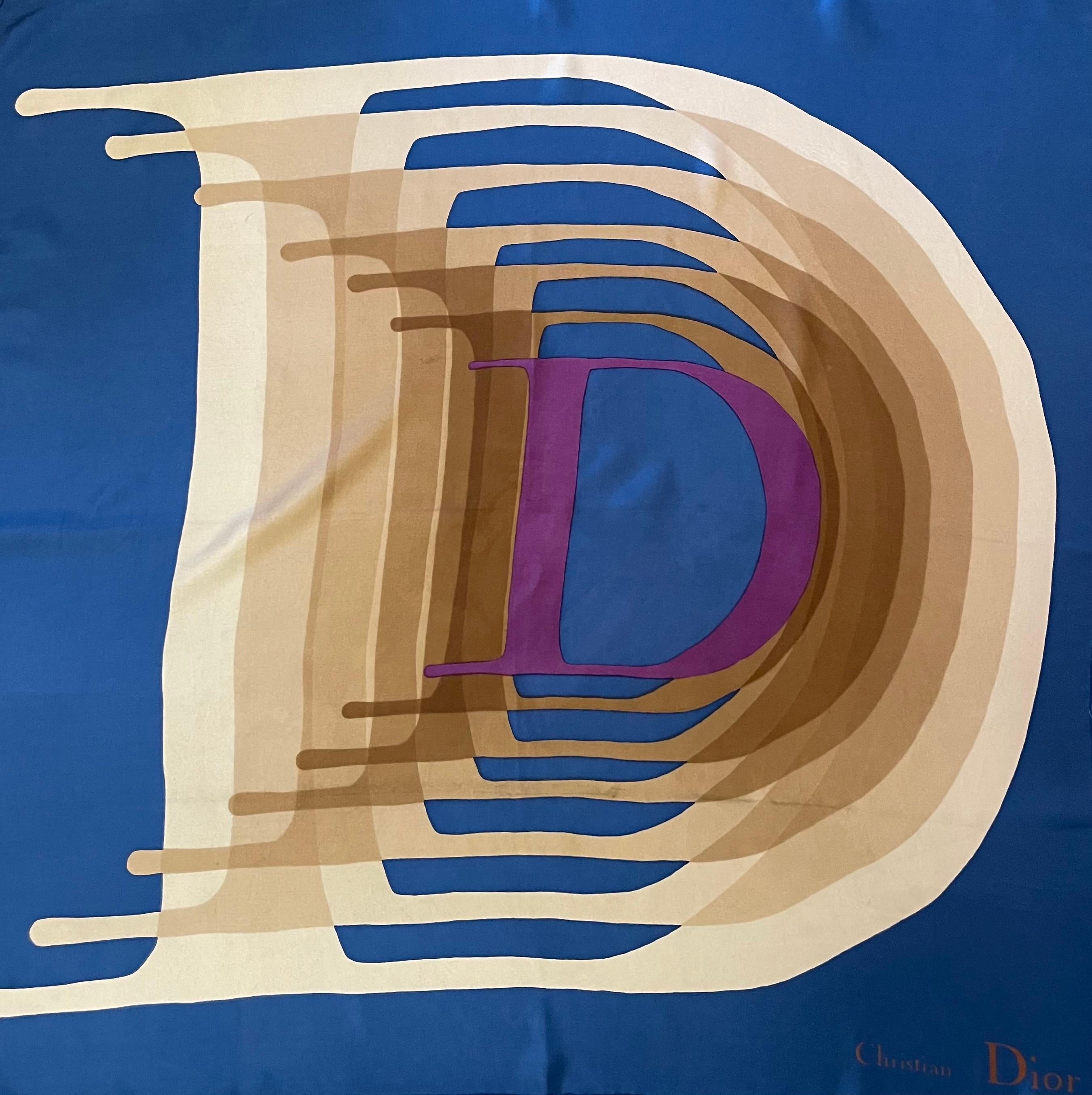 Dior Seidenschal Großes D-Logo Großes Logo (Violett) im Angebot