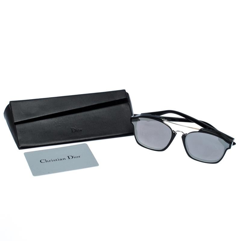 Women's Dior Silver and Black/Grey Mirrored 8070T Dior Abstract Wayfarer Sunglasses