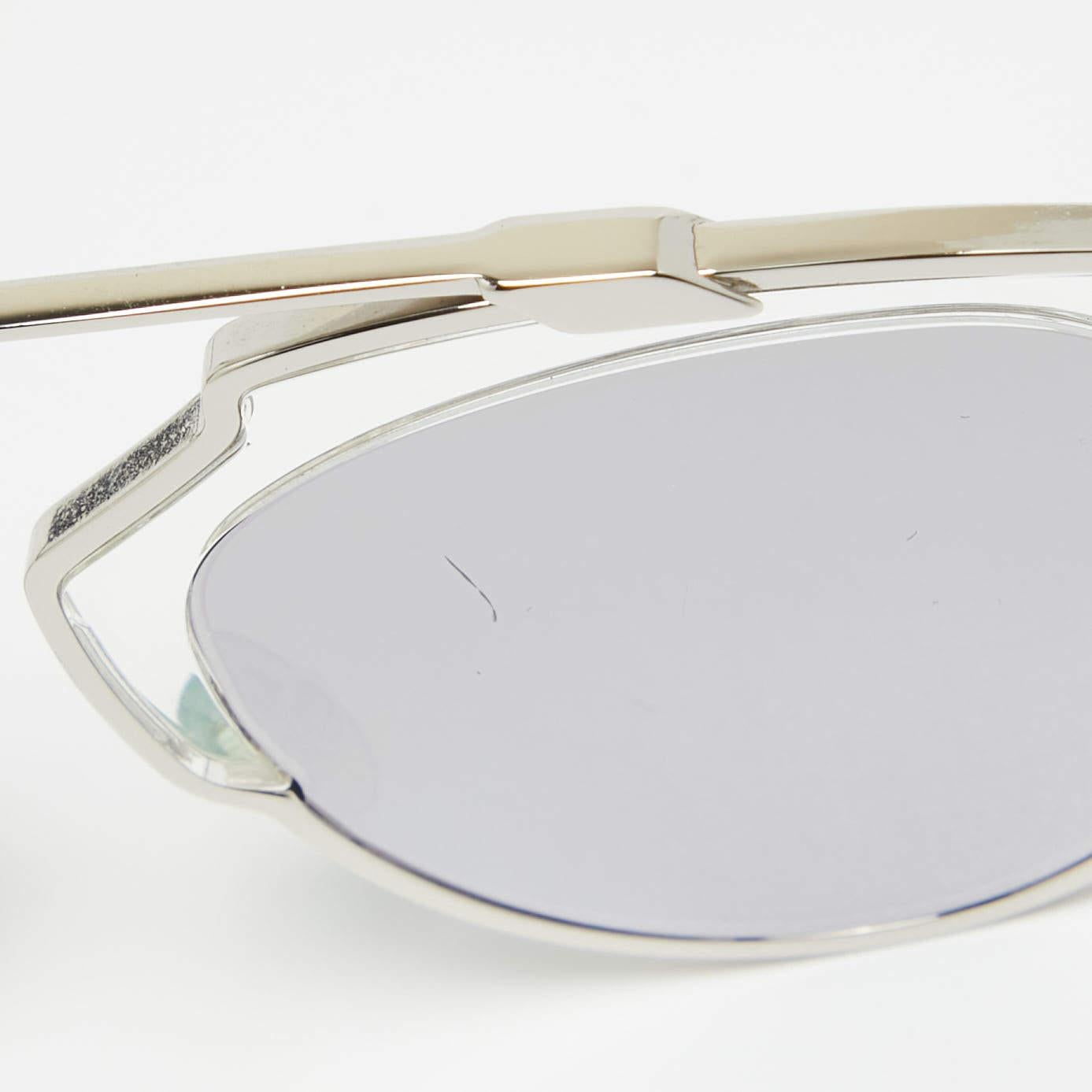 Gray Dior Silver/Black Mirrored SoReal Aviator Sunglasses For Sale