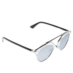 Dior Silver/Black Silver Mirrored APPDC So Real Round Sunglasses