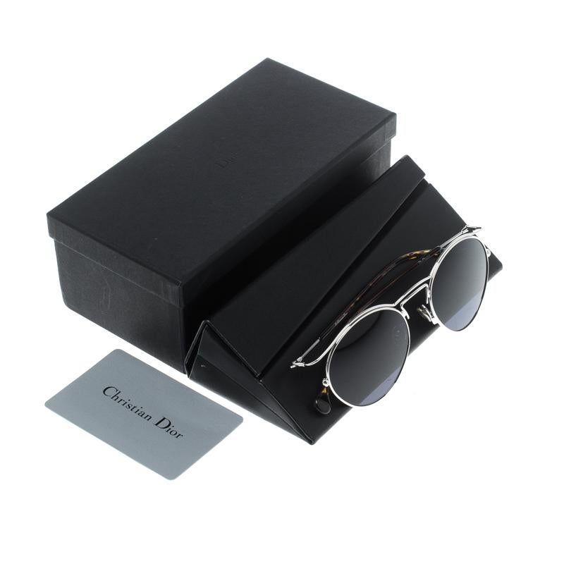 Dior Silver/Blue 8JDKU Dior Origins 1 Oval Sunglasses In Excellent Condition In Dubai, Al Qouz 2