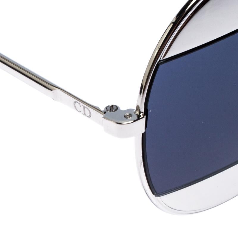 Gray Dior Silver/Blue Diorsplit1 Aviator Sunglasses