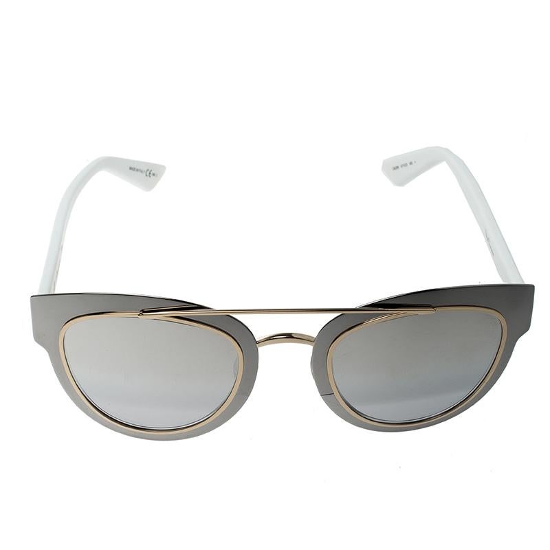 For a fun fashion-forward look, go for these stunning Chromic sunglasses from the house of Dior. It features a silver acetate body and artistically detailed with gold-tone hardware to lend it that refined look. It comes with wide arms detailed with
