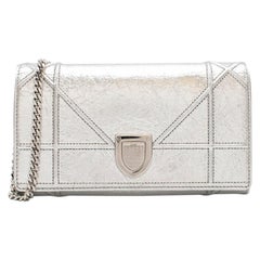 Dior Silver Calfskin Diorama Wallet on Chain 19cm