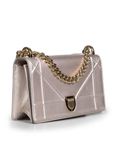Dior Silver Calfskin Medium Diorama Flap Bag