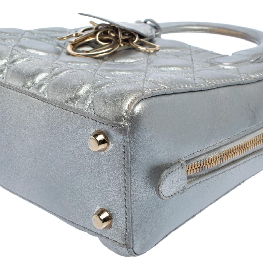 Dior Silber Cannage Leder Lily Tasche 6