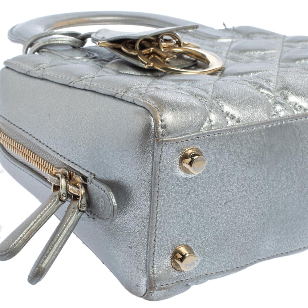 Dior Silber Cannage Leder Lily Tasche 7