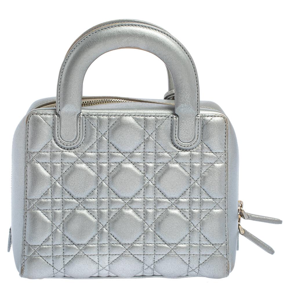 Dior Silber Cannage Leder Lily Tasche Damen
