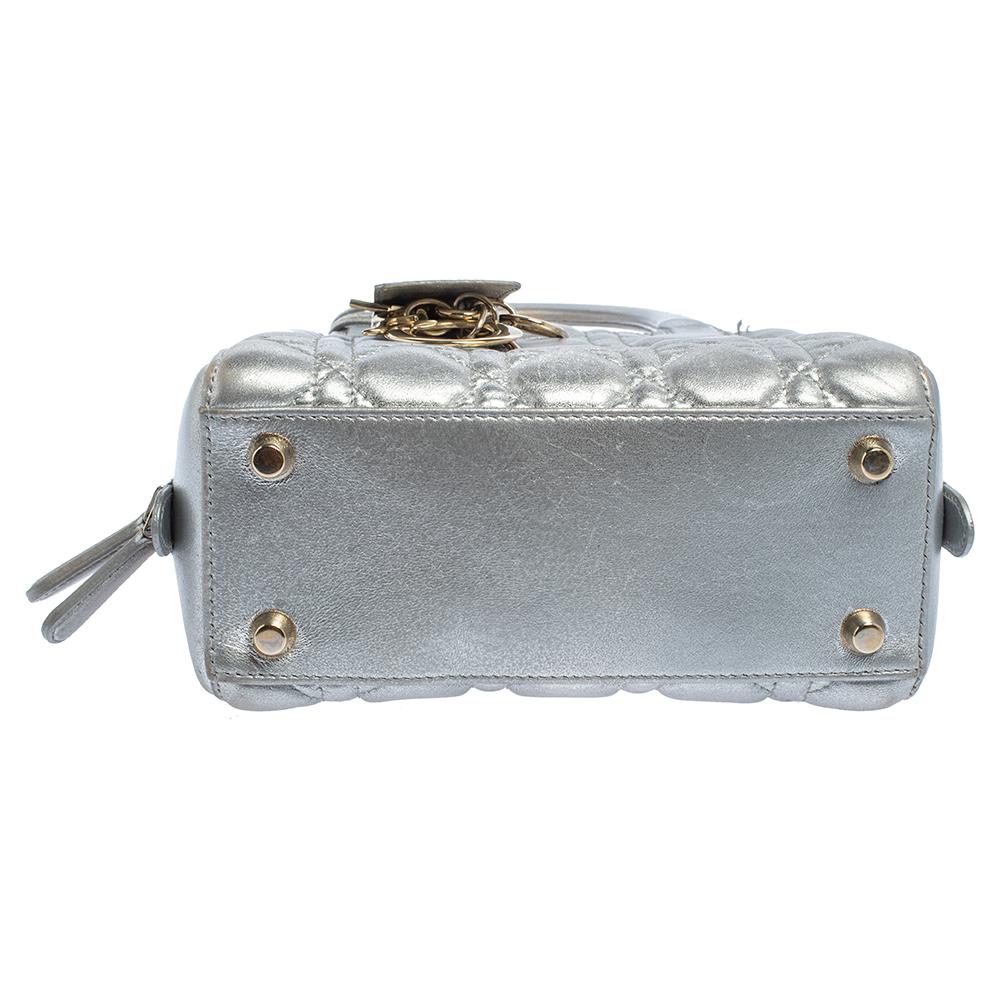 Dior Silber Cannage Leder Lily Tasche 1