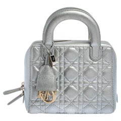 Dior Silber Cannage Leder Lily Tasche