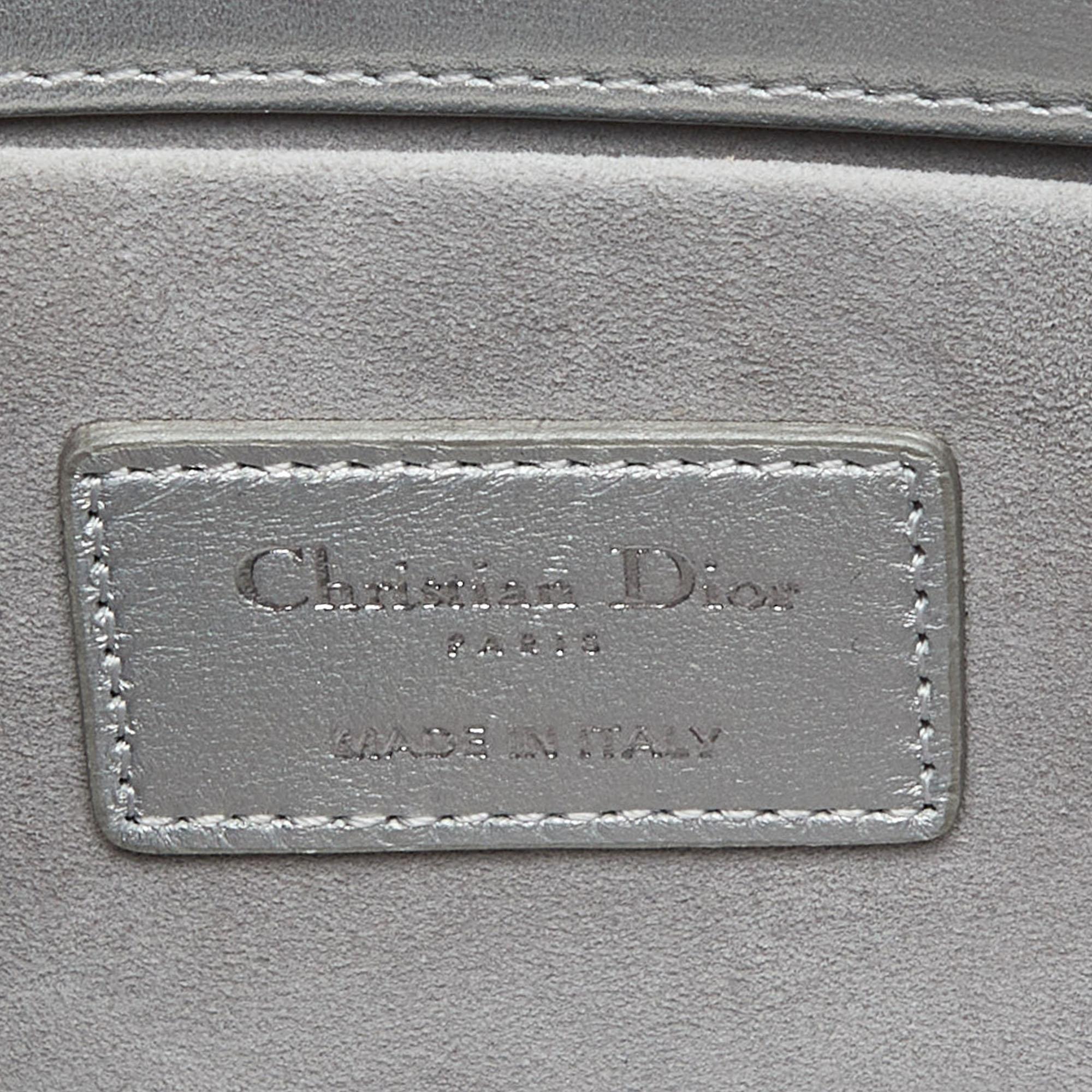 Dior Silver Cannage Leather Medium Lady D-Joy Tote 4