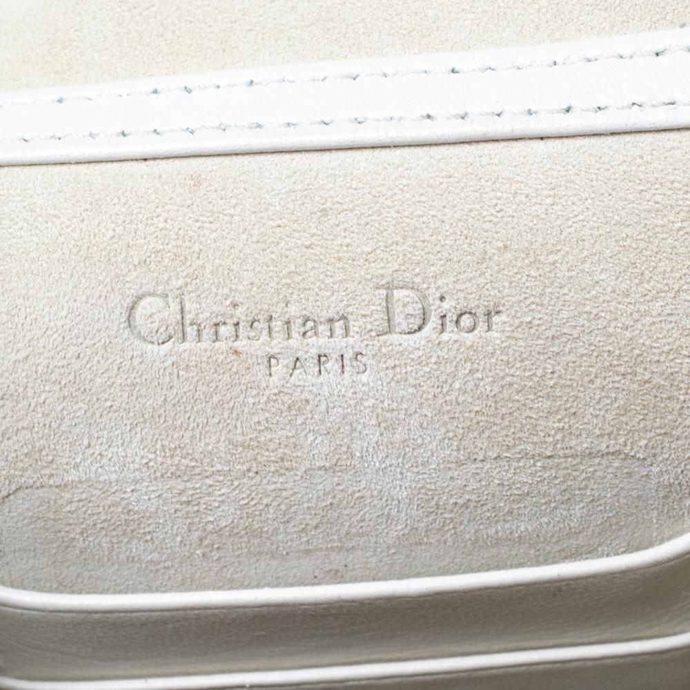 Dior Silber glänzendes Leder Diorama beschlagene vertikale Kette Clutch 3