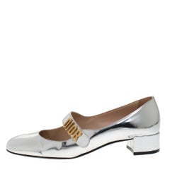 Dior Silver Laminated Leather Baby-D Mary Jane Pumps Size 40.5