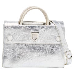 Dior Silver Laminated Leather Medium Diorever Bag