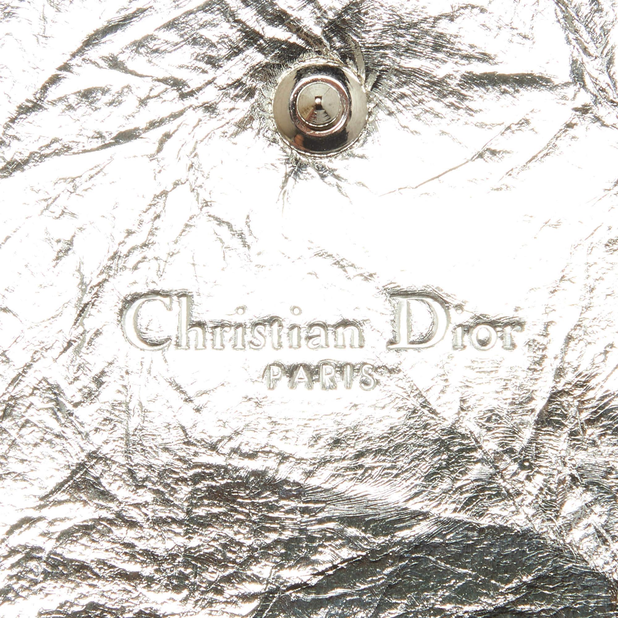 Dior Silver Leather Diorama Wallet On Chain 3