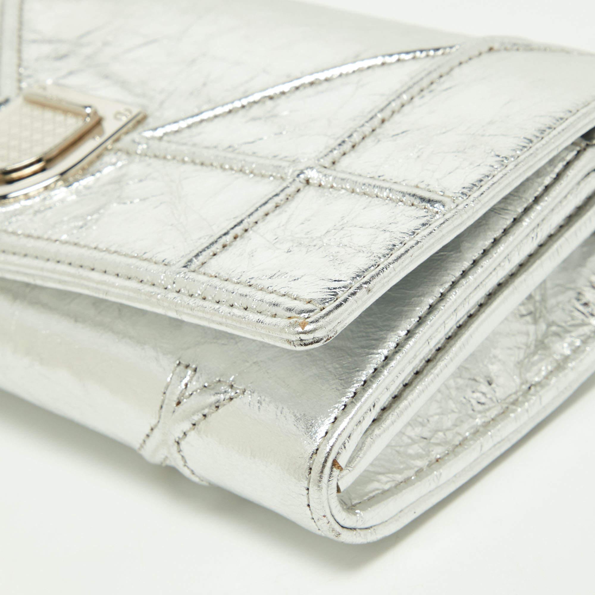 Dior Silver Leather Diorama Wallet On Chain 5