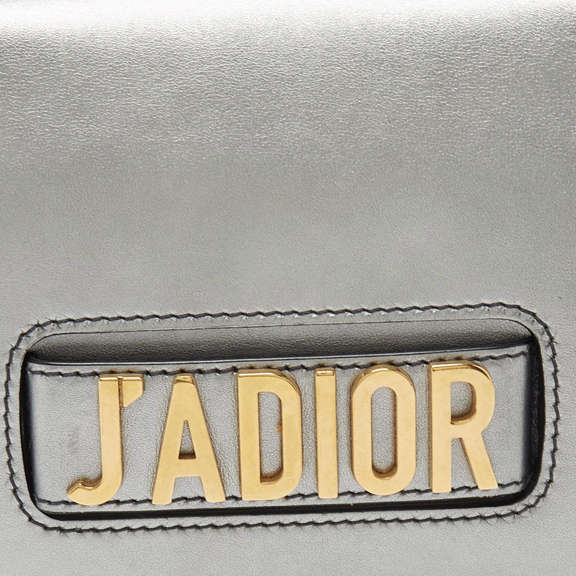 Dior Silver Leather J'adior Flap Shoulder Bag en vente 3