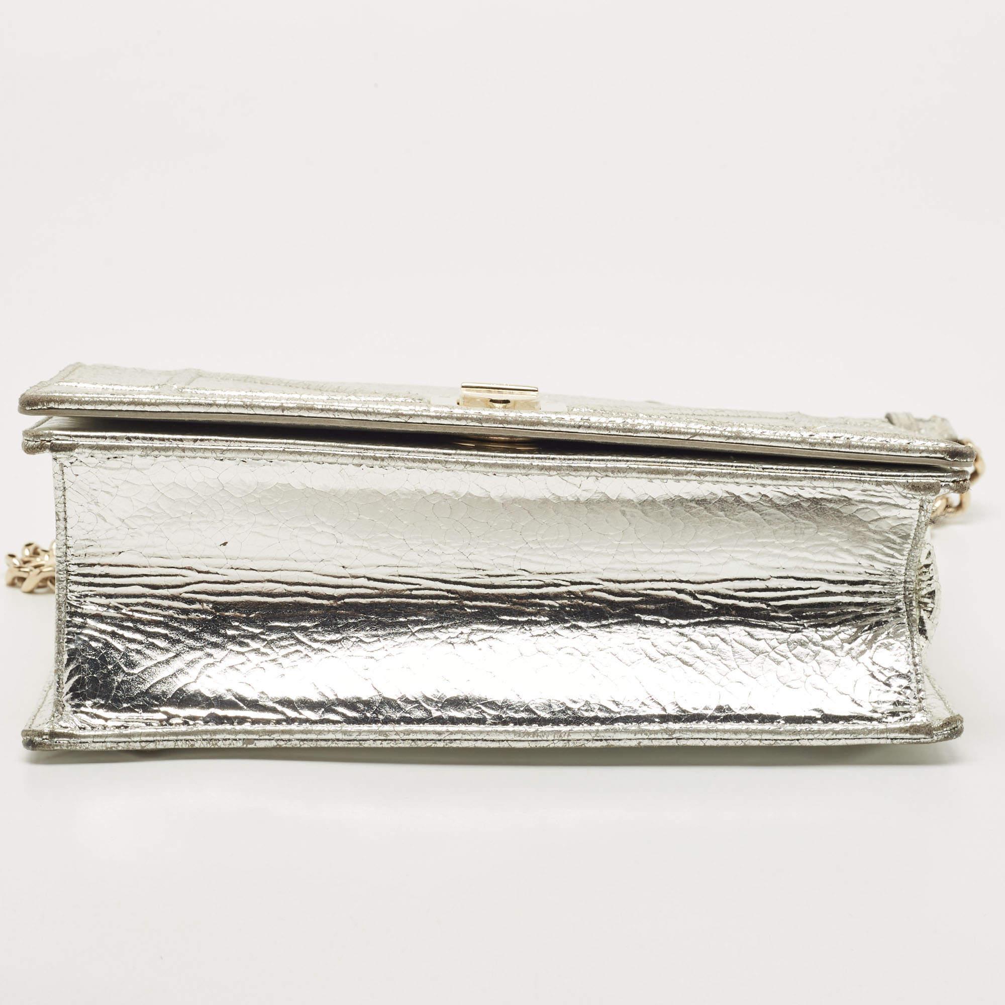 Dior Silver Leather Medium Diorama Flap Shoulder Bag 6