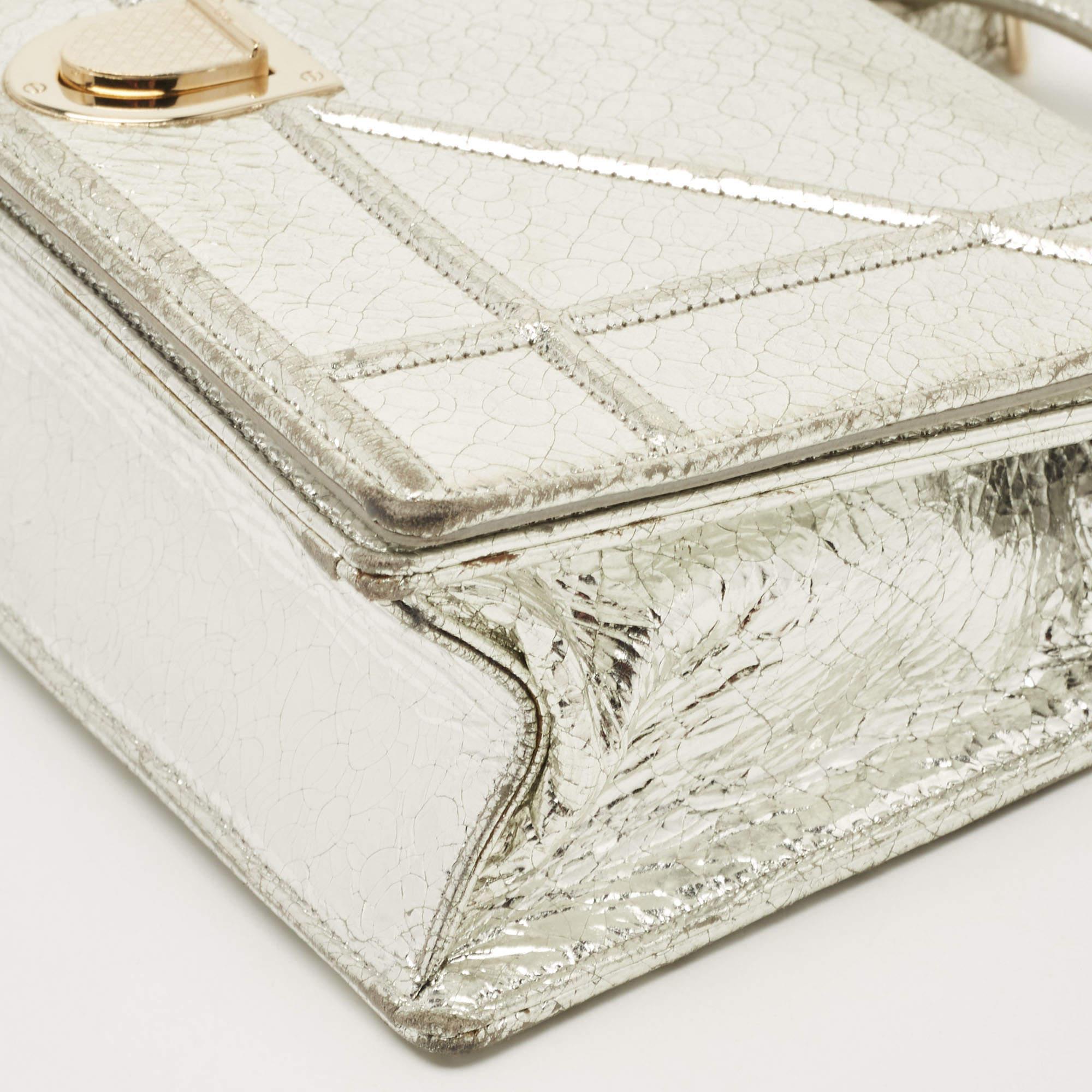 Dior Silver Leather Medium Diorama Flap Shoulder Bag For Sale 7