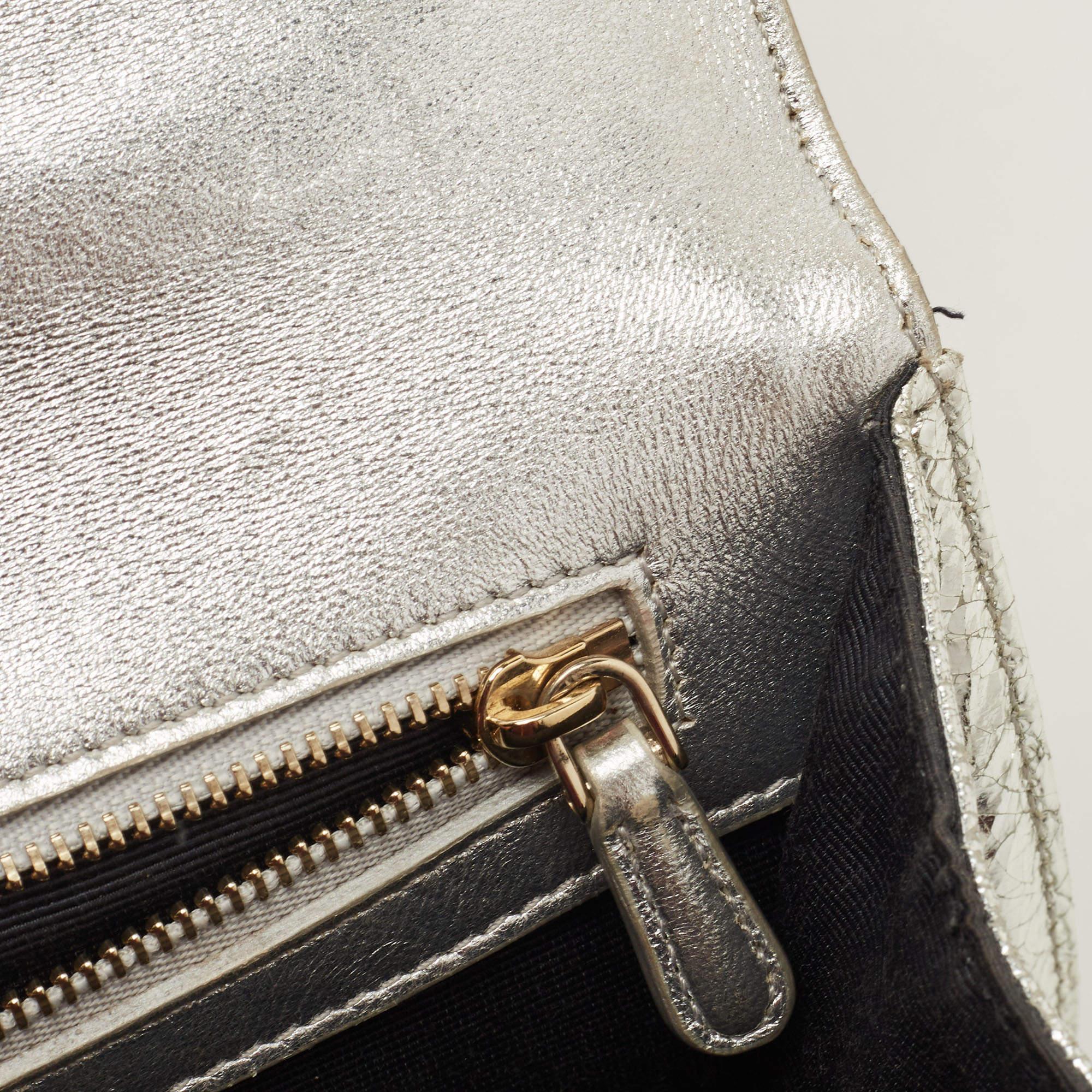 Dior Silver Leather Medium Diorama Flap Shoulder Bag For Sale 2