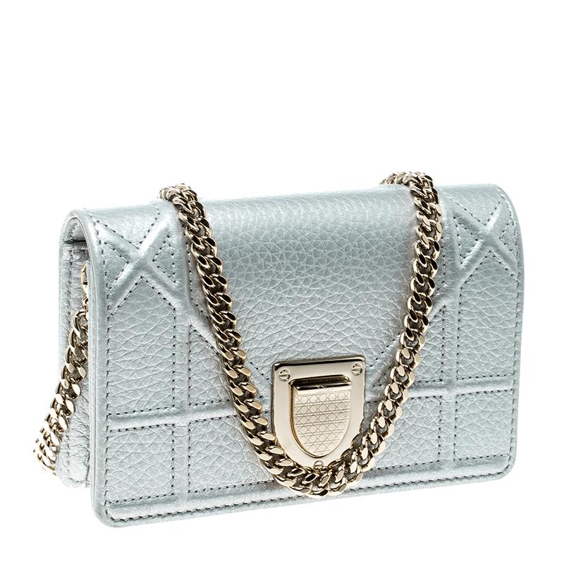 Women's Dior Silver Leather Micro Baby Diorama Bag