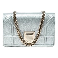 Dior Silver Leather Micro Baby Diorama Bag