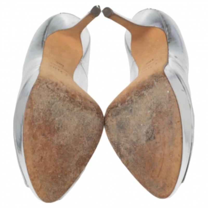 A. Silver in pelle Miss Dior Peep Toe Pumps Taglia 40.5 in vendita 2