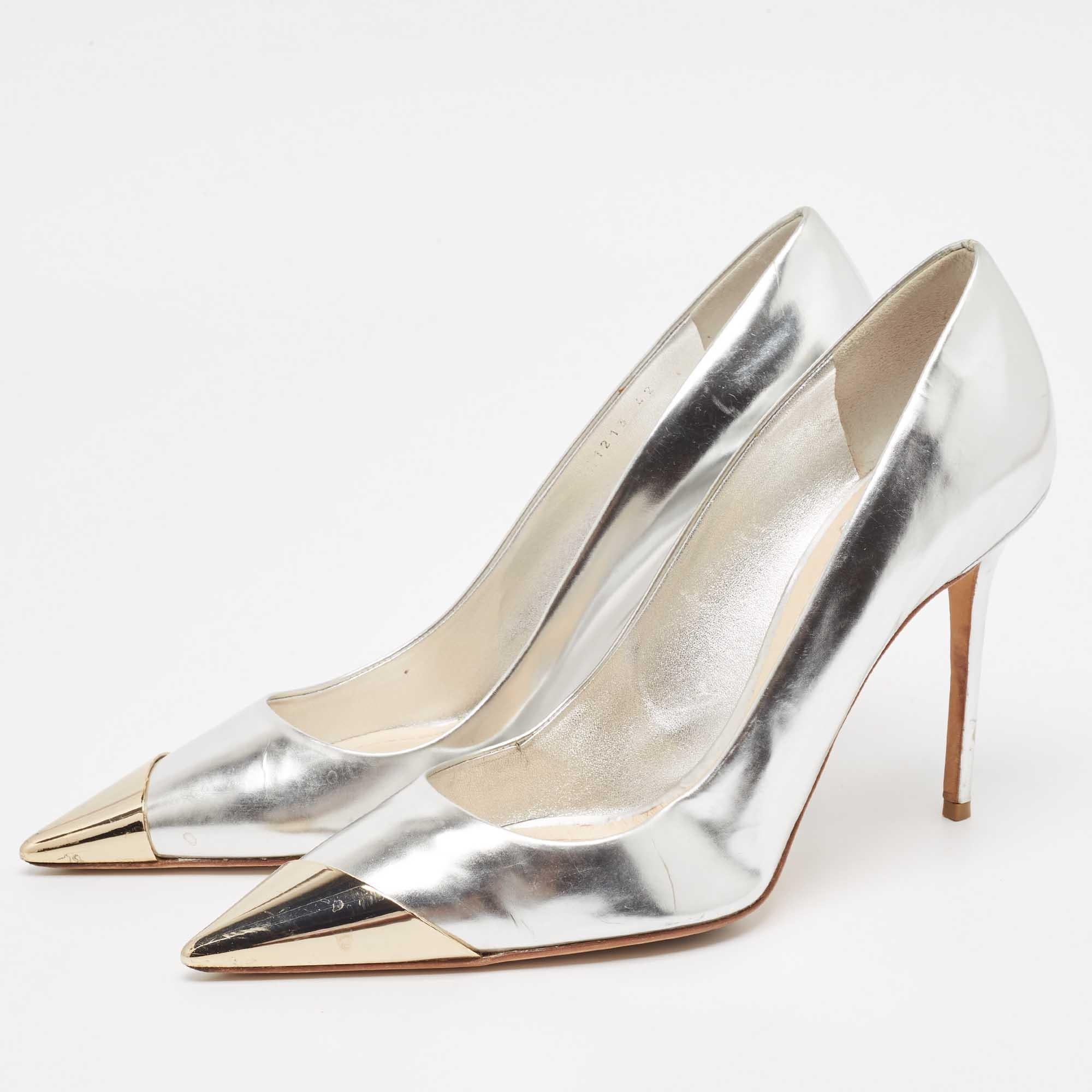 Make a chic style statement with these designer pumps. They showcase sturdy heels and durable soles perfect for your fashionable outings