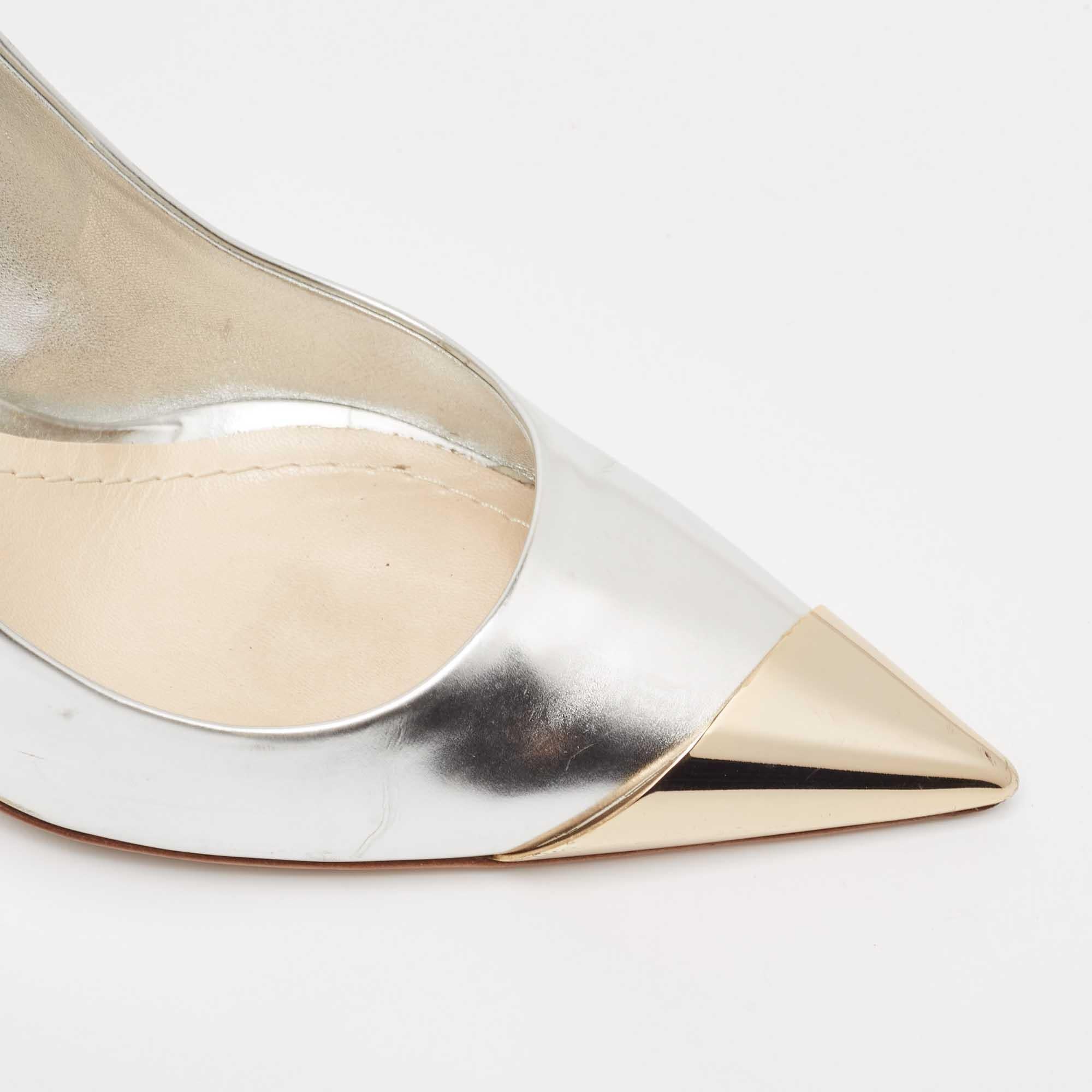 Dior Silver Leather Pointed Toe Pumps Size 42 3